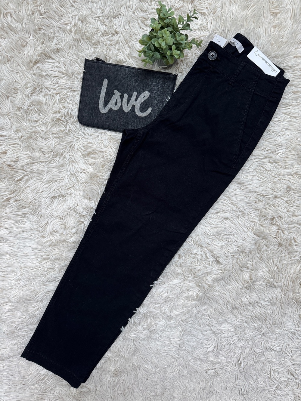 Loft The Perfect Straight Tailored Crop Pants 💗 Black - Picture 3 of 12